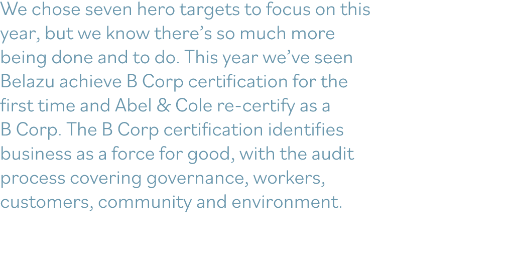 We chose seven hero targets to focus on this year, but we know there s so much more being done and to do  This year w   